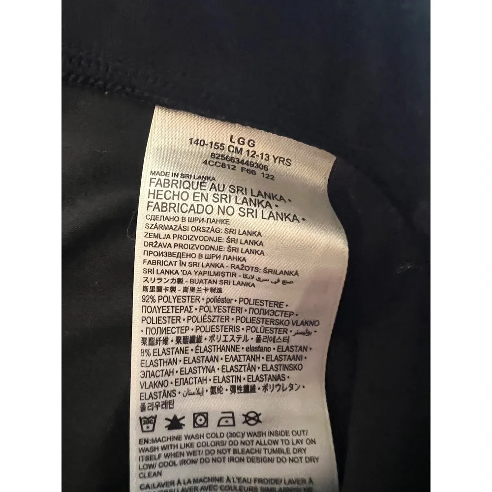 Converse Girls Black Logo Leggings Athletic Tights Size L 12-13 Pants Stretch
